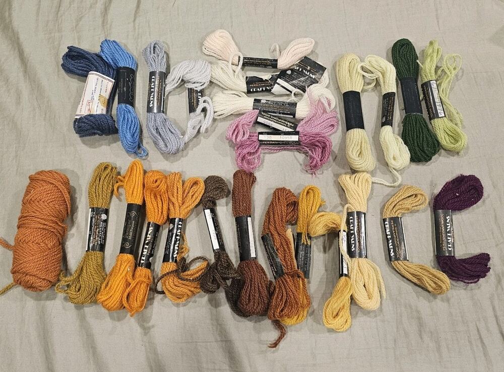 Lot of 26 Skeins of Persian Wool Yarn Needlepoint Vintage Fall Colors